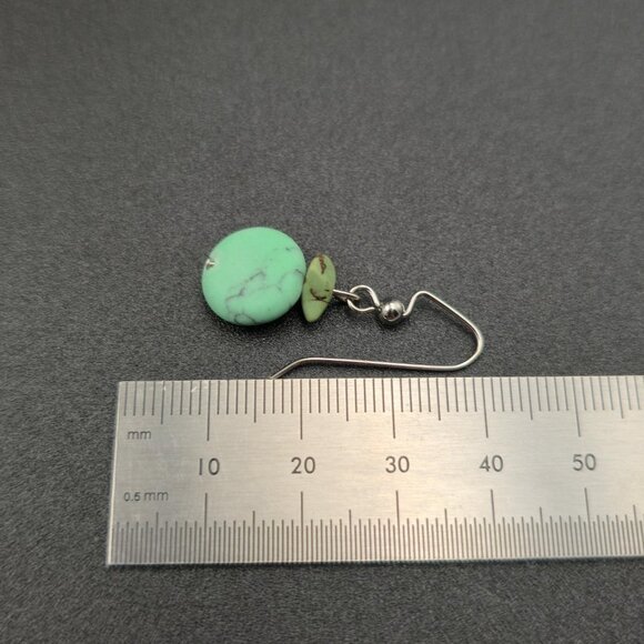 Silver Plated Blue Green Howlite Stone Earrings A6501 - Picture 4 of 5